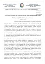 Statement by the Delegation of Azerbaijan in response to the report by the OSCE Representative on Freedom of the Media, Ms. Dunja Mijatović 13 June 2013