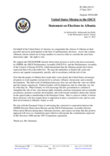 Statement by the Delegation of the United States on the parliamentary elections in Albania, held on 23 June 2013