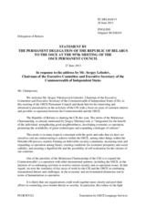 Statement by the Delegation of Belarus in response to the address by the Executive Secretary of the Commonwealth of Independent States, H.E. Sergey Lebedev