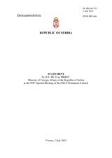 Address by the Minister for Foreign Affairs of Serbia, H.E. Ivan Mrkić