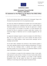 Statement by the Lithuanian Presidency of the Council of the EU in response to the report by the Head of the OSCE Office in Baku, Ambassador Koray Targay