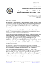 Statement by the Delegation of the United States on the suspension order imposed on the non-governmental organization Golos in the Russian Federation