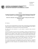 Statement by the Delegation of Armenia in response to the addresses by the Federal Councillor, Minister for Foreign Affairs of Switzerland, H.E. Didier Burkhalter; and the Minister for Foreign Affairs of Serbia, H.E. Ivan Mrkić