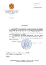 Response by the Delegation of Kazakhstan to the Questionnaire on the Code of Conduct on Politico-Military Aspects of Security