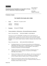 Diario de la 724ª Sesión plenaria del Foro de Cooperación en materia de Seguridad  