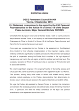 Statement by the Lithuanian Presidency of the Council of the EU in response to the report of the Personal Representative of the OSCE Chairperson-in-Office for Article IV of Annex 1-B of the Dayton Peace Accords, Major General M. Torres