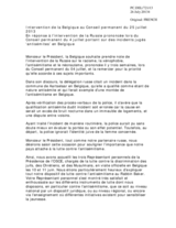 Intervention de la Belgique - En réponse à l’intervention de la Russie prononcée lors du Conseil permanent du 4 juillet portant sur des incidents jugés ‘antisémites’ en Belgique