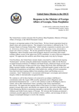 Statement by the Delegation of the United States in response to the address by the Minister for Foreign Affairs of Georgia, H.E. Maia Panjikidze