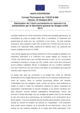 Déclaration de l’Union européenne en réponse à la présentation par le Secrétaire général du budget unifié 2014
