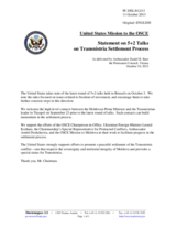 Statement by the Delegation of the United States on the recent round of negotiations in the 5+2 format held in Bruxelles (3rd of October 2013), in response to the Report on the activities of the Chairperson-in-Office