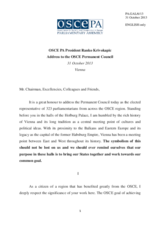 Address by the President of the OSCE Parliamentary Assembly, Mr. Ranko Krivokapic