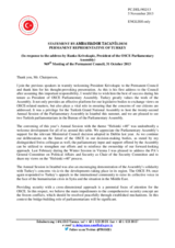 Statement by the Delegation of Turkey in response to the address by the President of the OSCE Parliamentary Assembly, Mr. Ranko Krivokapic