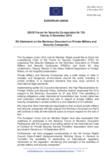 Statement by the Lithuanian Presidency of the Council of the EU in response to the presentation by Mr. J. Lindenmann, Deputy Director of the Directorate of International Law, Swiss Federal Department of Foreign Affairs