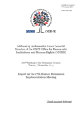Report by Ambassador Janez Lenarčič, Director of the Office for Democratic Institutions and Human Rights (ODIHR) on the Human Dimension Implementation Meeting