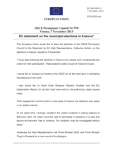 Statement by the Lithuanian Presidency of the Council of the EU on the municipal elections in Kosovo, held on 3 November 2013