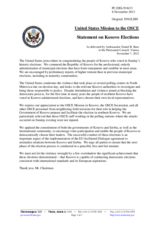 Statement by the Delegation of the United States on the municipal elections in Kosovo, held on 3 November 2013