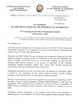 Statement by the Delegation of Azerbaijan in response to the address by the Co-Chairmen of the Minsk Group and to the report by the Personal Representative of the OSCE CiO on the Conflict Dealt with by the OSCE Minsk Conference