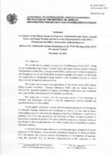 Statement by the Delegation of Armenia in response to the address by the Co-Chairmen of the Minsk Group and to the report by the Personal Representative of the OSCE CiO on the Conflict Dealt with by the OSCE Minsk Conference