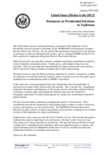 Statement by the Delegation of the United States on the presidential elections in Tajikistan, held on 6 November 2013