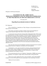 Statement by the Delegation of the Russian Federation on the presidential elections in Tajikistan, held on 6 November 2013