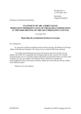 Statement by the Delegation of the Russian Federation on the presidential election in Georgia, held on 27 October 2013