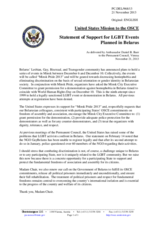 Statement by the Delegation of the United States on the planned lesbian, gay, bisexual and transsexual (LGBT) events to be held in Belarus from 6 to 10 December 2013