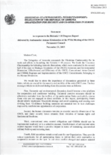 Statement by the Delegation of Armenia in response to the report on the progress made under the Helsinki+40 Process