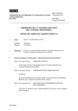 Journal of the First Day of the 20th Ministerial Council