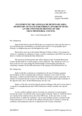 Statement by H.E. Mr. Gonzalo de Benito, Secretart of State for Foreign Affairs