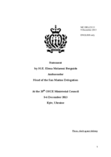 Statement by H.E. Ms. Elena Molaroni Berguido, Ambassador, Permanent Representative