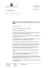 Statement by H.E. Carl Bildt, Minister for Foreign Affairs