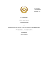 Statement by H.E. Mr. Zalmai Rassoul, Minister of Foreign Affairs