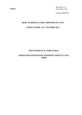 Statement by Amb. Samir Koubaa, Permanent Representative to the OSCE