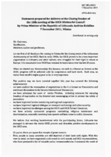 Closing Statement by Prime Minister