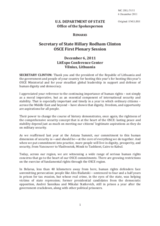 Statement by H.E. Ms. Hillary Rodham Clinton, Secretary of State