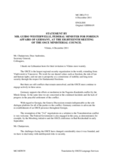 Statement by H.E. Mr. Guido Westerwelle, Federal Minister for Foreign Affairs