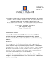 Statement by the Delegation of Norway in response to the addresses by the Secretary General of the CCTS, H.E. Halil Akinci and by the Secretary General of the TURKPA, Mr. Jandos Asanov