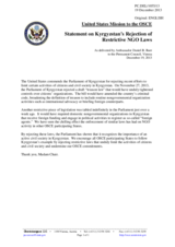 Statement by the Delegation of the United States on the legislative developments in Kyrgyzstan