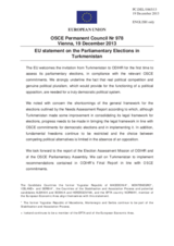 Statement by the Lithuanian Presidency of the Council of the EU on the parliamentary elections in Turkmenistan, held on 15 December 2013