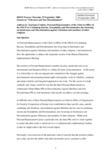 Address by Anastasia Crickley, Personal Representative of the Chairman-in-Office, on Combating Racism, Xenophobia and Discrimination also focussing on Intolerance and Discrimination against Christians and members of other religions