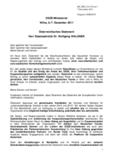 Statement by H.E. Mr. Wolfgang Waldner, State Secretary for European and International Affairs