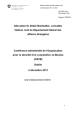 Statement by H.E. Mr. Didier Burkhalter, Head of the Federal Department of Foreign Affairs