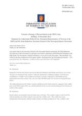 Statement by Amb. Kvile, Permanent Representative of Norway to the OSCE and Mr. Rafaelsen, Secretary General of the Norwegian Barents Secretariat