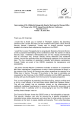 Opening Statement by Mr. Childerik Schaapveld, Head of the Council of Europe Office in Vienna