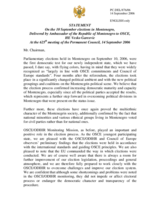Statement by the Delegation of the Republic of Montenegro on the 10th of September elections in Montenegro