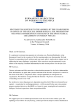 Statement by the Delegation of Norway in response to the address by the Chairperson-in-Office of the OSCE, H.E. Didier Burkhalter, President of the Swiss Confederation and Head of the Swiss Federal Department of Foreign Affairs