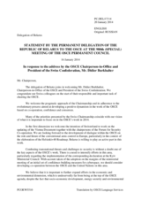 Statement by the Delegation of Belarus in response to the address by the Chairperson-in-Office of the OSCE, H.E. Didier Burkhalter, President of the Swiss Confederation and Head of the Swiss Federal Department of Foreign Affairs