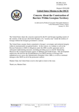 Statement by the Delegation of the United States on the creation of a security zone inside the territory of Georgia in the run-up to the Sochi Winter Olympics