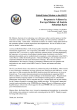 Statement by the Delegation of the United States in response to the address by the Federal Minister for European and International Affairs of Austria, H.E. Sebastian Kurz