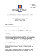 Statement by the Delegation of Norway, also on behalf of Mongolia, in response to the address by the Federal Minister for European and International Affairs of Austria, H.E. Sebastian Kurz